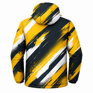 เสื้อแจ็คเก็ตพัฟเฟอร์แบบมีฮู้ดสำหรับผู้ชาย พิมพ์ลายแบบซับลิเมชั่น กันน้ำ กันลม อุ่นสบาย เหมาะสำหรับกิจกรรมกลางแจ้ง ซิปเต็มตัว รับผลิตแบบ OEM ODM - Product Image 3