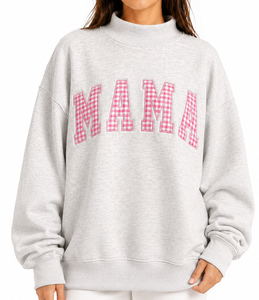 Custom <b>Women</b>’s Oversized Mock Neck Sweatshirt Floral Print Outline Applique Logo Casual Long Sleeve <b>Pullover</b> Wholesale - Product Image 6