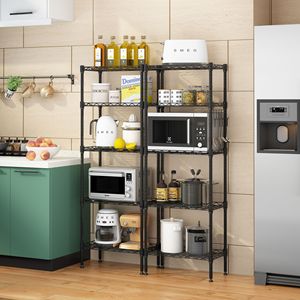 Scaffalature metalliche modulari per impieghi gravosi regolabili nero salvaspazio portaoggetti da cucina Organizer mensola a microonde per la casa - Product Image 1