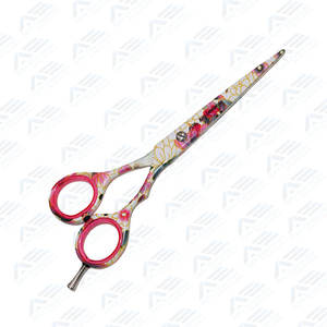 Ciseaux de coupe de cheveux enduits de papier de fleur 6.0 "ciseaux de coiffure de barbier avec des lames droites pointues professionnelles - Product Image 3