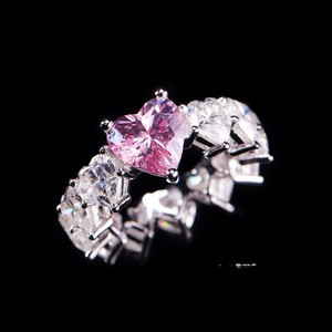 Nouveau design, testeur de diamants, argent sterling 925 massif, moissanite VVS 6 carats, taille poire, forme cœur, alliance de fiançailles et de mariage à griffes - Product Image 1