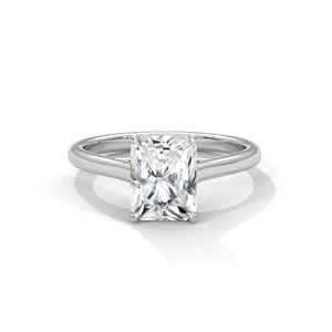 Brilliant Radiant Cut Lab Grown Diamond Solitaire <b>Ring</b> <b>Crafted</b> From 14K Solid White Gold GRA Certified Luxury Engagement Jewelry - Product Image 1