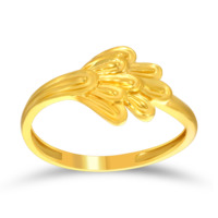 Bague en or éclatant, plaqué or de luxe, design élégant en grappe de pétales floraux, bague tendance pour femme