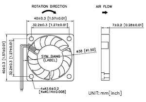 Sym Bang พัดลมแกนไฟฟ้ากระแสตรง5/12V 40mm สำหรับ D4007ลูกปืนและใบมีดพลาสติกสำหรับอุปกรณ์อุตสาหกรรม - Product Image 4