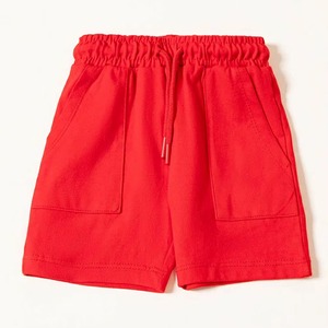 Shorts en coton tricoté rouge avec cordon de serrage à la taille et poches, style décontracté, taille mi-haute, coupe régulière, qualité supérieure - Product Image 2