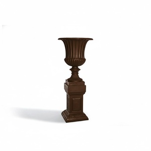 Pot de fleurs carré bleu avec socle pour usage extérieur, en métal durable, pour fleurs ou plantes vertes - Product Image 2