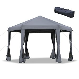 Tenda Pop-Up Resistente 13FT X 13FT, Forma Esagonale, 6 Pareti Laterali in Rete, Altezza Regolabile a 3 Livelli, Struttura in Acciaio Robusto, Premium per Esterni - Product Image 1