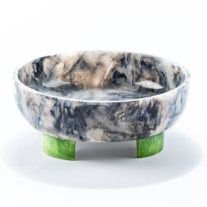 FAIZA CRAFT Handmade Polished Coral Marble Resin Salad <b>Bowl</b> <b>Blue</b> Three Leg Base Lightweight Modern Luxury Party Food Grade Food - Product Image 2