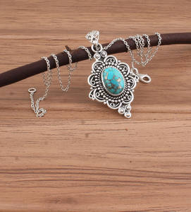 Colgante de Plata de Ley 925 con Baño de Platino Azul Natural, Gema Rectangular Vintage con Efecto Druzy, Joyería, Regalo de Aniversario - Product Image 4