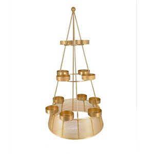 Support de bougie chauffe-plat en métal doré avec coupelles pour la décoration intérieure - Product Image 3