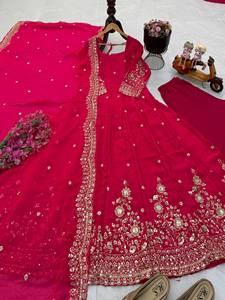 Vestido de Mujer TENNECY con Dupatta, Bordado Moti, Reversible, de Secado Rápido, Antiarrugas, Largo hasta el Tobillo, Corte Regular, para Todas las Temporadas, Ideal para Fiestas - Product Image 6