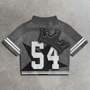 เสื้อเจอร์ซีย์อเมริกันฟุตบอลแบบตาข่ายพิมพ์ลายซับลิเมชั่น ออกแบบเองได้ พร้อมโลโก้และชื่อแบรนด์ สไตล์รักบี้ สตรีทแวร์ ทรงหลวม สำหรับทุกเพศ - Product Image 6