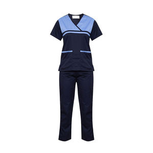 Fashion Women Medical Scrub <b>Set</b> Color Block V-neck Nursing Uniform Hospital <b>Doctor</b> Dental Clinic Soft Stretch Workwear Suit - Product Image 1
