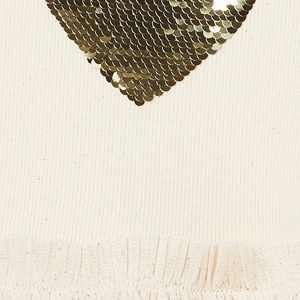 Beige embellished fit & <b>flare</b> dress Round neck Short, regular sleeves <b>Sequined</b> details Midi length in flared hem 100%cotton BD - Product Image 6