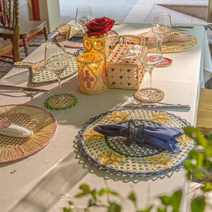 New 2026 Bohemian Floral Five-Petal <b>Paper</b> Yarn Placemat Eco-Friendly Luxury Charger Plate for Dining Tables <b>Made</b> in Vietnam - Product Image 5