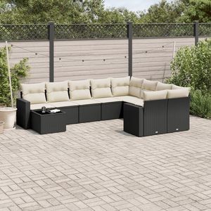 Grand ensemble de canapés de jardin modulaires en rotin PE noir, collection de meubles d'extérieur élégante - Product Image 1