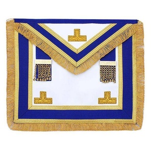 Tablier artisanal provincial bleu roi avec franges dorées, Régalia maçonnique, Vêtement cérémoniel de qualité supérieure pour Loge maçonnique - Product Image 1