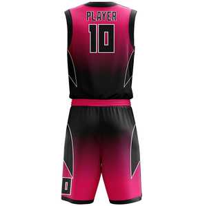 Conjunto de Uniforme de Baloncesto Sublimado Directo, Degradado Rosa y Negro, Transpirable, de Poliéster, para Adultos Unisex, Diseño OEM - Product Image 3