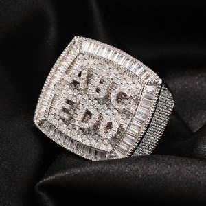 Custom <b>Iced</b>-Out Personalized Letter <b>Ring</b> Hip Hop Statement <b>Ring</b> Men Fashion Jewelry - Product Image 2