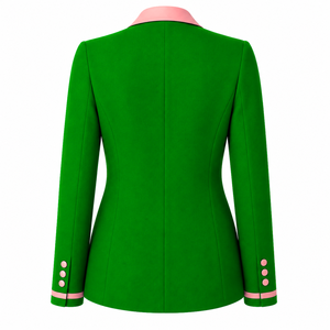 Blazer personnalisé Alpha Kapa Alpha avec logo brodé vert et rose, doublure en polyester avec logo répété imprimé pour femme - Product Image 3