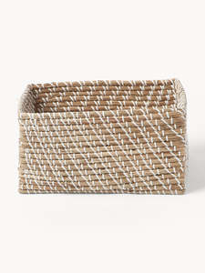 Natural Rattan <b>Storage</b> <b>Basket</b> <b>Rectangle</b> Shape Nordic Style Eco-Friendly Multi-Purpose Organizing Bin - Product Image 2