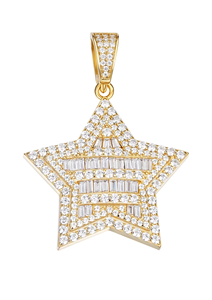 Pendentif étoile avec strass en cristal, argent 925, style hip-hop, charme unisexe, cadeau - Product Image 5