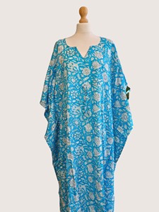 Bata Larga Estampada Floral para Mujer, Cuello en V, Manga Corta, Suave, Informal, para Verano, 100% Algodón, Cierre con Cordón - Product Image 3