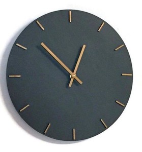 Minimalist Round Wall <b>Clock</b> Analog Quartz <b>Silent</b> Black Metal Face for Living Room - Product Image 3