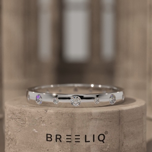 แหวนทองคำขาว 14K ประดับเพชรทรงสแกลลอป BREELIQ ระดับความสะอาด VVS2 สี G เพชรทรงกลม มอยส์ซาไนต์ สำหรับงานแต่งงานและวันครบรอบสำหรับผู้หญิง - Product Image 6