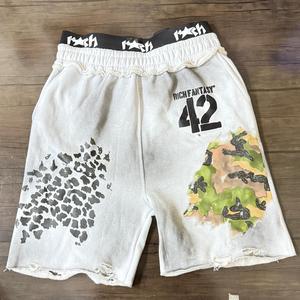 <b>Top</b> Trending Cotton French Terry <b>Distressed</b> Shorts Wholesale Men Streetwear Dtf <b>Distressed</b> Shorts - Product Image 1