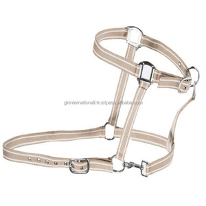 Halter en nylon fait à la main à rayures bicolores en plusieurs couleurs et tailles personnalisées avec quincaillerie en acier inoxydable - Product Image 1