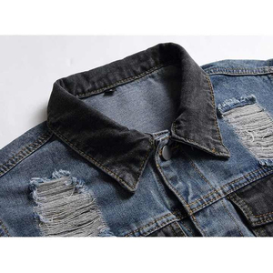เสื้อแจ็คเก็ตยีนส์ผู้ชาย RAHRAJ ENTERPRISES ปกคอปก แขนยาว ติดกระดุม แต่งผ้าแบบ Patchwork ขาดๆ แบบวินเทจ สไตล์ลำลอง สำหรับฤดูใบไม้ร่วง - Product Image 6