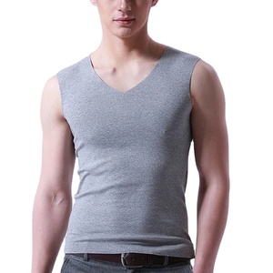Custom High Quality Men's Fitness Wear Tank <b>Top</b> Vest Solid Color V-Neck Undershirt for Men - Product Image 1