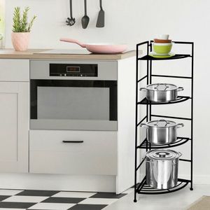 4-Tier Folding Metal Shelf Plant <b>Stand</b> Storage Open Shelf <b>Corner</b> Display Rack for Patio Furniture - Product Image 6