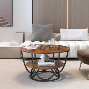 โต๊ะข้างแบบดั้งเดิม ทนทาน เป็นมิตรกับสิ่งแวดล้อม เหมาะสำหรับมุมห้องนั่งเล่นและที่นั่งคาเฟ่ พร้อมที่วางเครื่องดื่มและขนม - Product Image 2