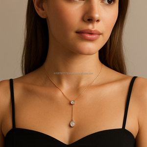 สร้อยคอเงินแท้925ดีไซน์ใหม่สำหรับผู้หญิงพร้อมเพชรปลูกในห้องทดลองทรงกลมและลูกแพร์ (1.15TCW) ได้รับการรับรองจาก IGI - Product Image 2