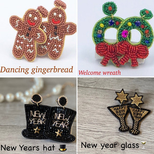 Pendientes de cuentas de colores con diseño floral bohemio para Año Nuevo, joyería hecha a mano, para fiestas, celebraciones, estilo moderno y atrevido - Product Image 3