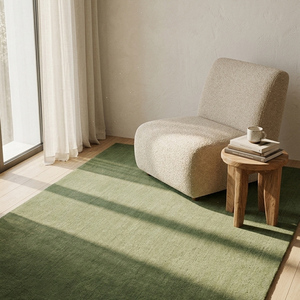 Tapis en laine vert sauge naturel tufté à la main, antidérapant, uni, pour salon, chambre, salle à manger, décoration contemporaine pour la maison - Product Image 5