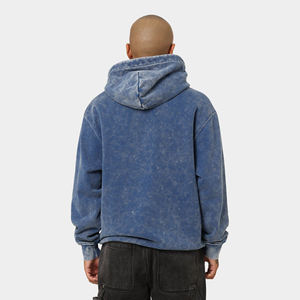 Sweat-shirt à capuche délavé uni brodé coupe ample style vintage streetwear vierge - Product Image 3