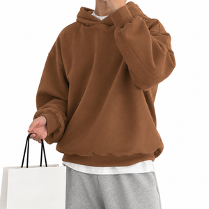 Sudadera con Capucha Extra Grande para Hombre, Color Marrón, Estilo Casual, Corte Regular, Tejido de Punto, para Otoño - Product Image 4