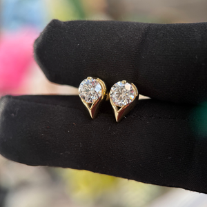 Boucles d'oreilles en diamant rond brillant 1,25 ct chacune, 2 pièces, certifiées IGI, or 14 carats, bijoux fins - Product Image 4