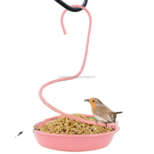 Antique Pink Powder Coated <b>Bird</b> <b>Feeder</b> in Premium Simple <b>Tray</b> Design Ideal for Outdoor Garden Decor and <b>Bird</b> Feeding Accessories - Product Image 1