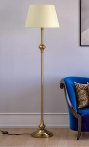 Modern Brass Floor Lamp White Fabric Drum Shade Large Warm <b>Light</b> Residential Use - Product Image 3