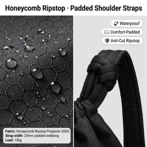 Sac à dos unisexe imperméable à motif camouflage, en polyester et nylon, avec cordon de serrage, poche intérieure zippée et bandoulière arquée - Product Image 5