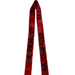 <b>Red</b> and black Customized White Gold Seed Bead Bag Straps 'Hook Em Horns' Fashionable Accessory Beaded <b>Purse</b> Strap - Product Image 1