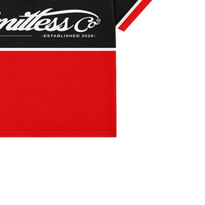 Limitless Men's Red <b>Black</b> Short Sleeve for Shirt Front Logo Print Regular Fit Formal 100% Cotton Knitted Fabric - Product Image 4