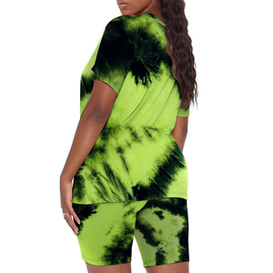 Stylish Wear <b>Tie</b> Dye <b>Set</b> For Women's Polyester Spandex Tending Product With Solid Color Breathable <b>Set</b> For Women's - Product Image 3