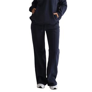 2026 venta al por mayor mujeres Flare Jogger pantalones y pantalones 100% algodón transpirable suave holgado ancho recto pantalones de chándal - Product Image 5