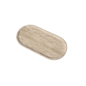 Plateau de luxe en pierre de travertin beige, plat de présentation pour assiettes et bijoux, finition naturelle, pour la décoration intérieure - Product Image 4
