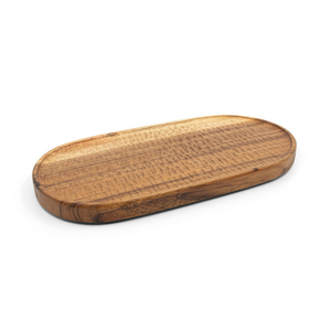 Food Grade Suar Wood <b>Small</b> Oval Rustic Serving <b>Tray</b> Light Brown Thirty Centimeters Length Fifteen Centimeters Width Elegant Item - Product Image 1